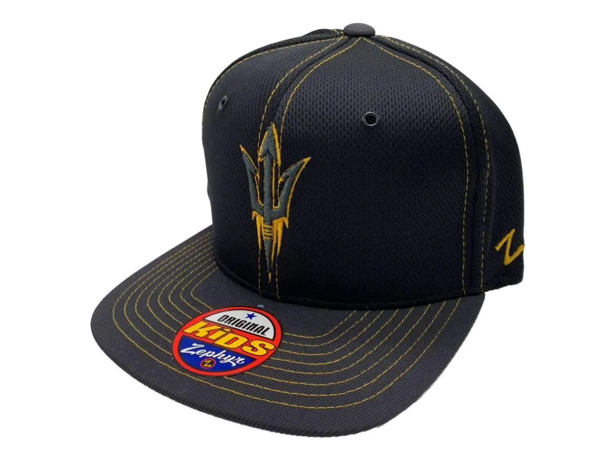 Zephyr Arizona State Sun Devils Youth Snapback Hat - Kids Blackout Flat Bill Cap