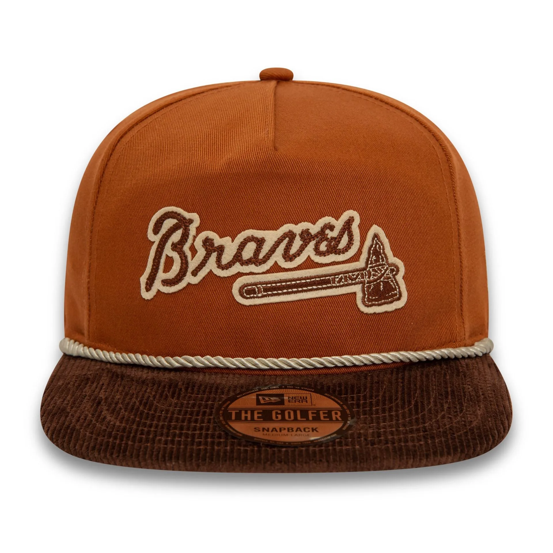 Atlanta Braves MLB Cord Visor Brown Golfer Adjustable Cap