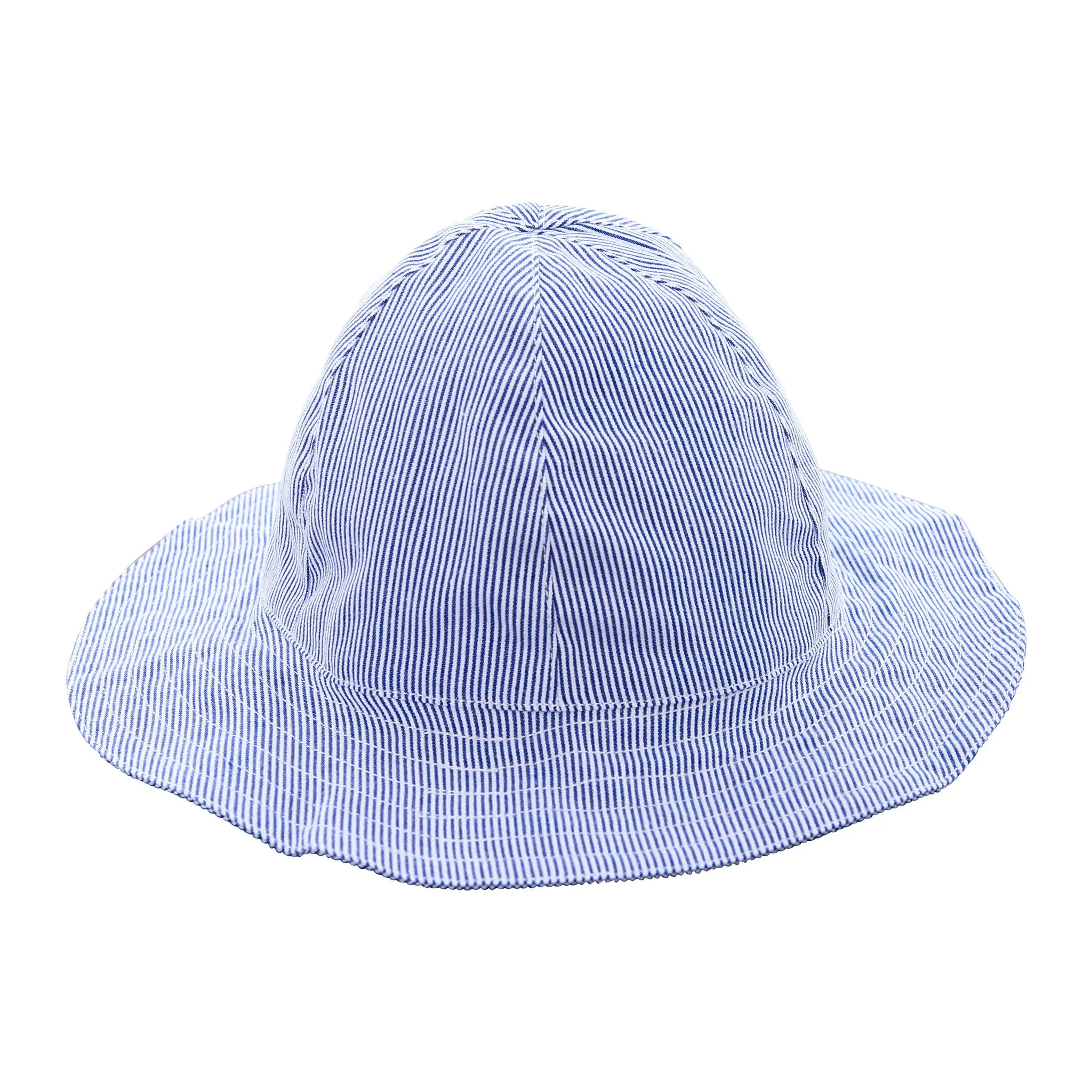 Baby Sun Hat Navy Seersucker Stripe