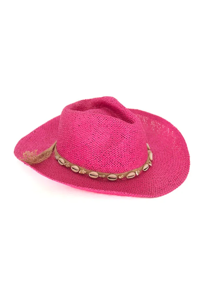 Beach Girl Fuchsia Shell Cowboy Hat