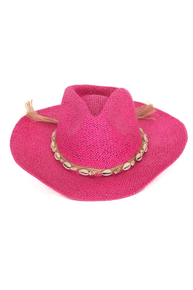 Beach Girl Fuchsia Shell Cowboy Hat