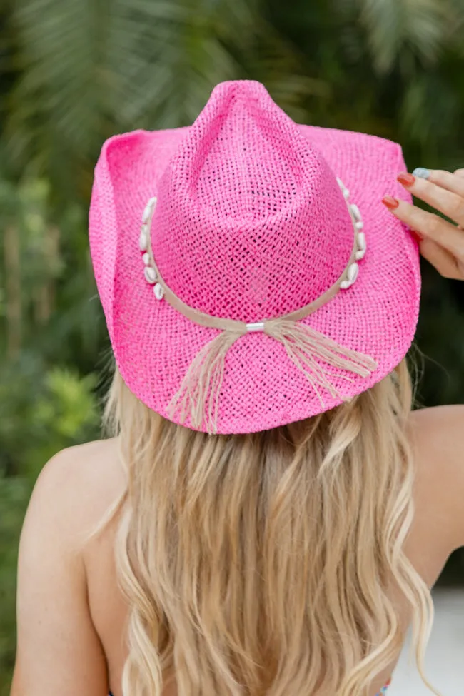 Beach Girl Fuchsia Shell Cowboy Hat