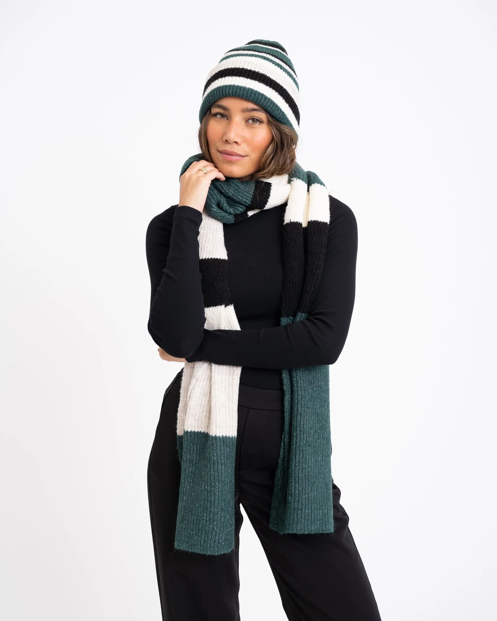 Beanie Stripe Dark Green