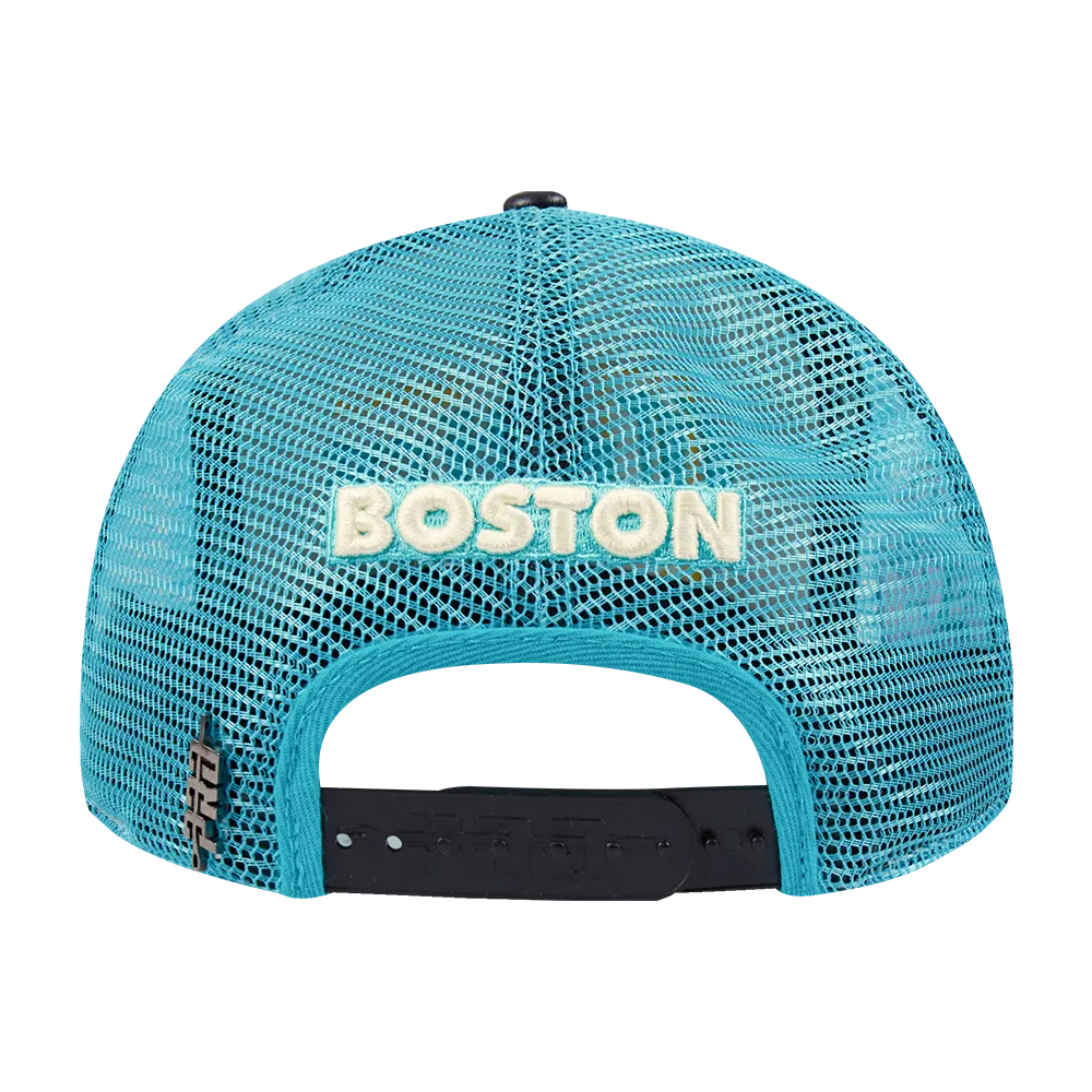 BOSTON CELTICS VISOR ELITE CLASSIC TRUCKER (EGGSHELL/ TEAL)