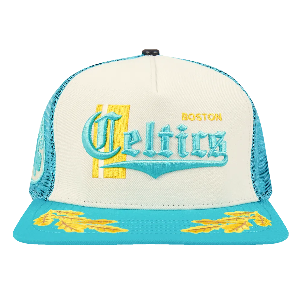 BOSTON CELTICS VISOR ELITE CLASSIC TRUCKER (EGGSHELL/ TEAL)