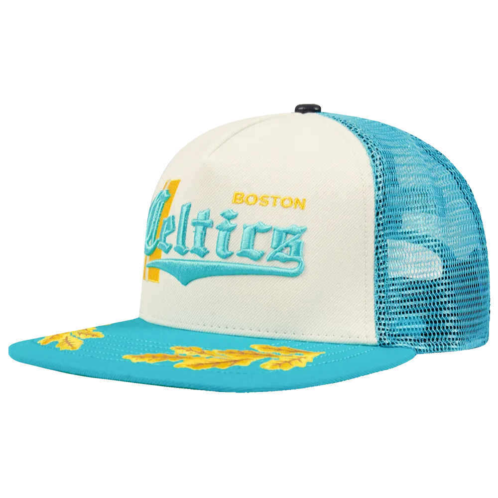 BOSTON CELTICS VISOR ELITE CLASSIC TRUCKER (EGGSHELL/ TEAL)