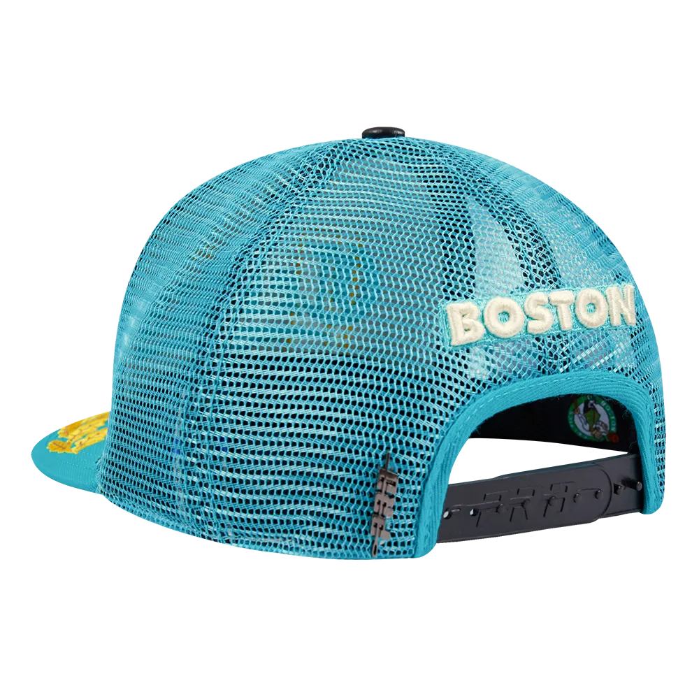 BOSTON CELTICS VISOR ELITE CLASSIC TRUCKER (EGGSHELL/ TEAL)