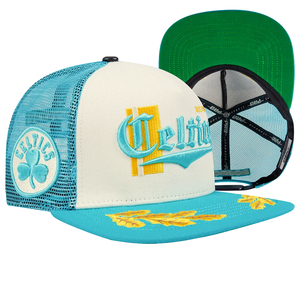 BOSTON CELTICS VISOR ELITE CLASSIC TRUCKER (EGGSHELL/ TEAL)