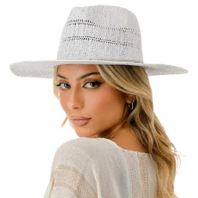 Braided Trim Woven Straw Fedora Hat