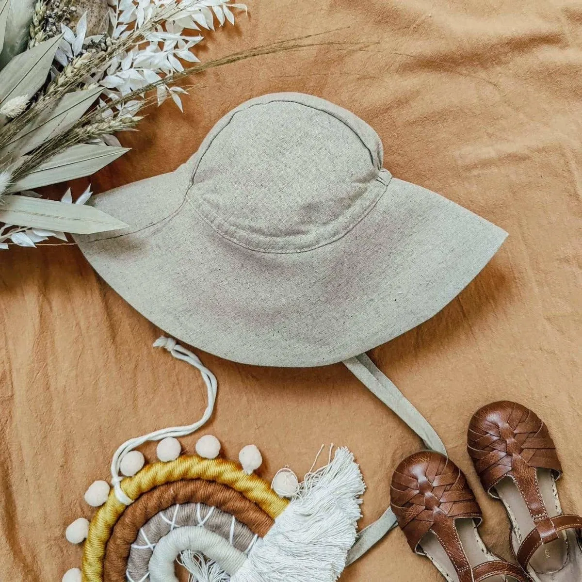 Brimmed Sun Hat - Pinstripe Blue