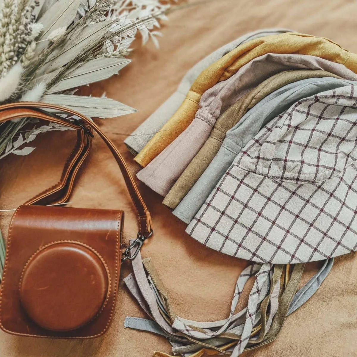 Brimmed Sun Hat - Pinstripe Blue