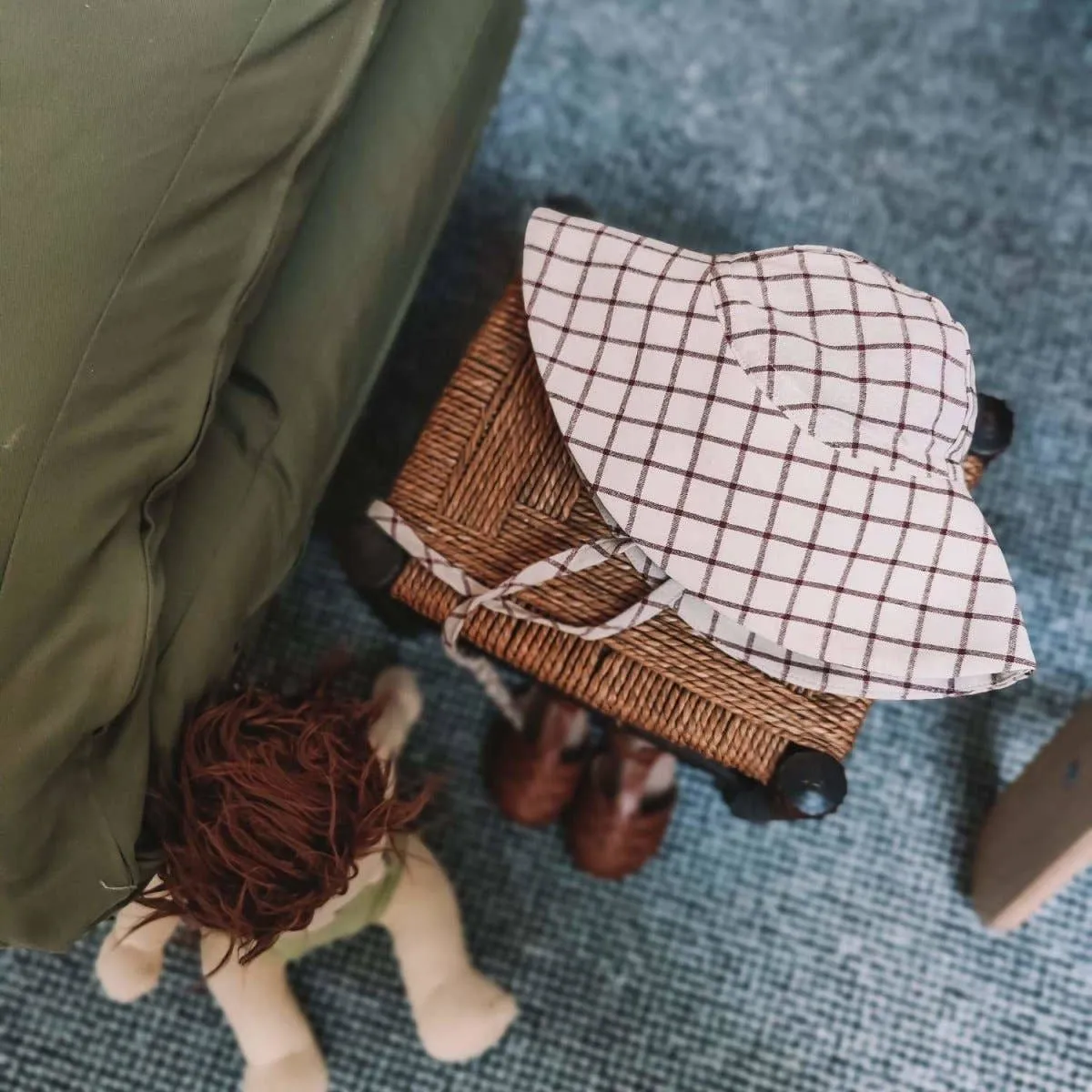 Brimmed Sun Hat - Vintage Grid