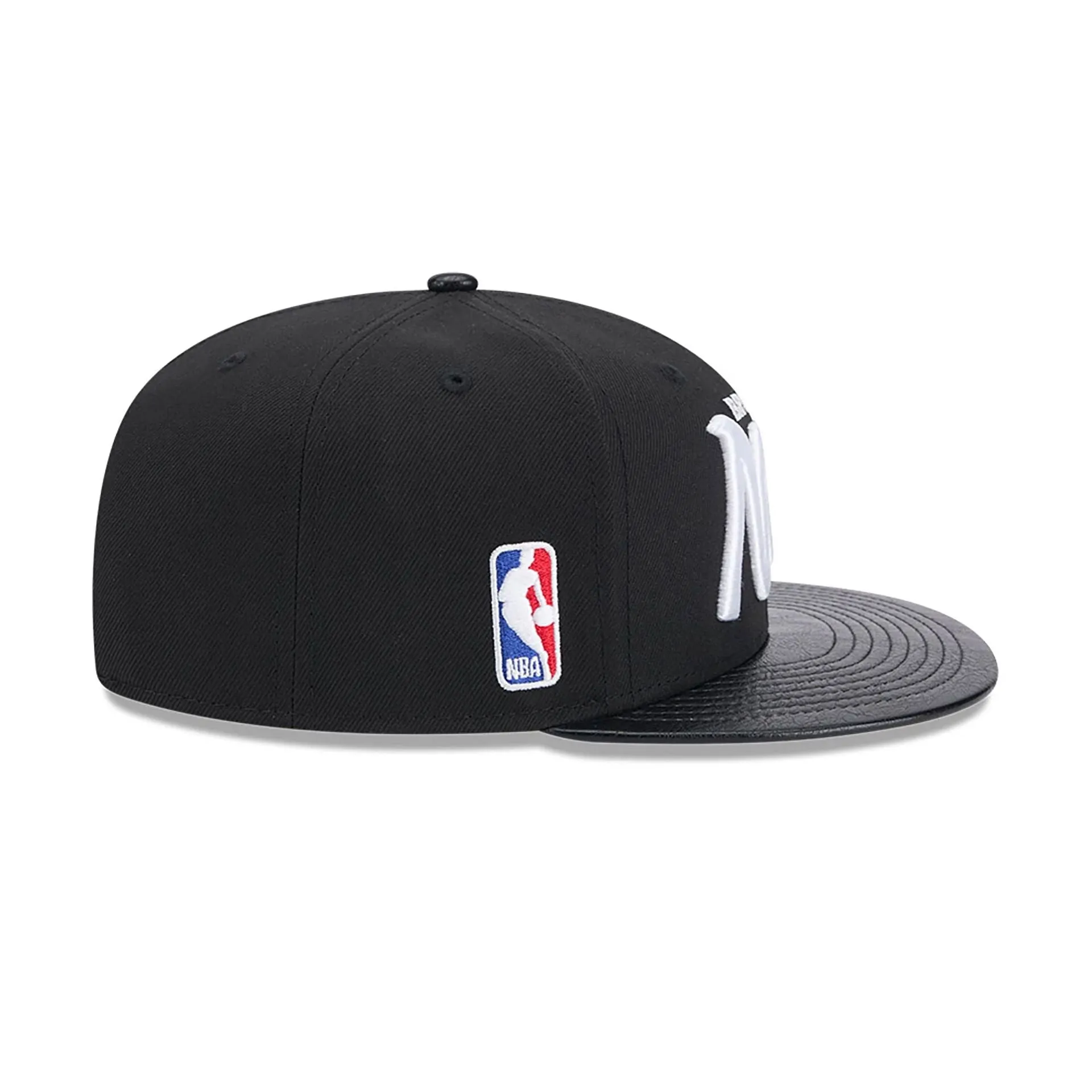 Brooklyn Nets Faux Leather Visor Black 9FIFTY Snapback Cap