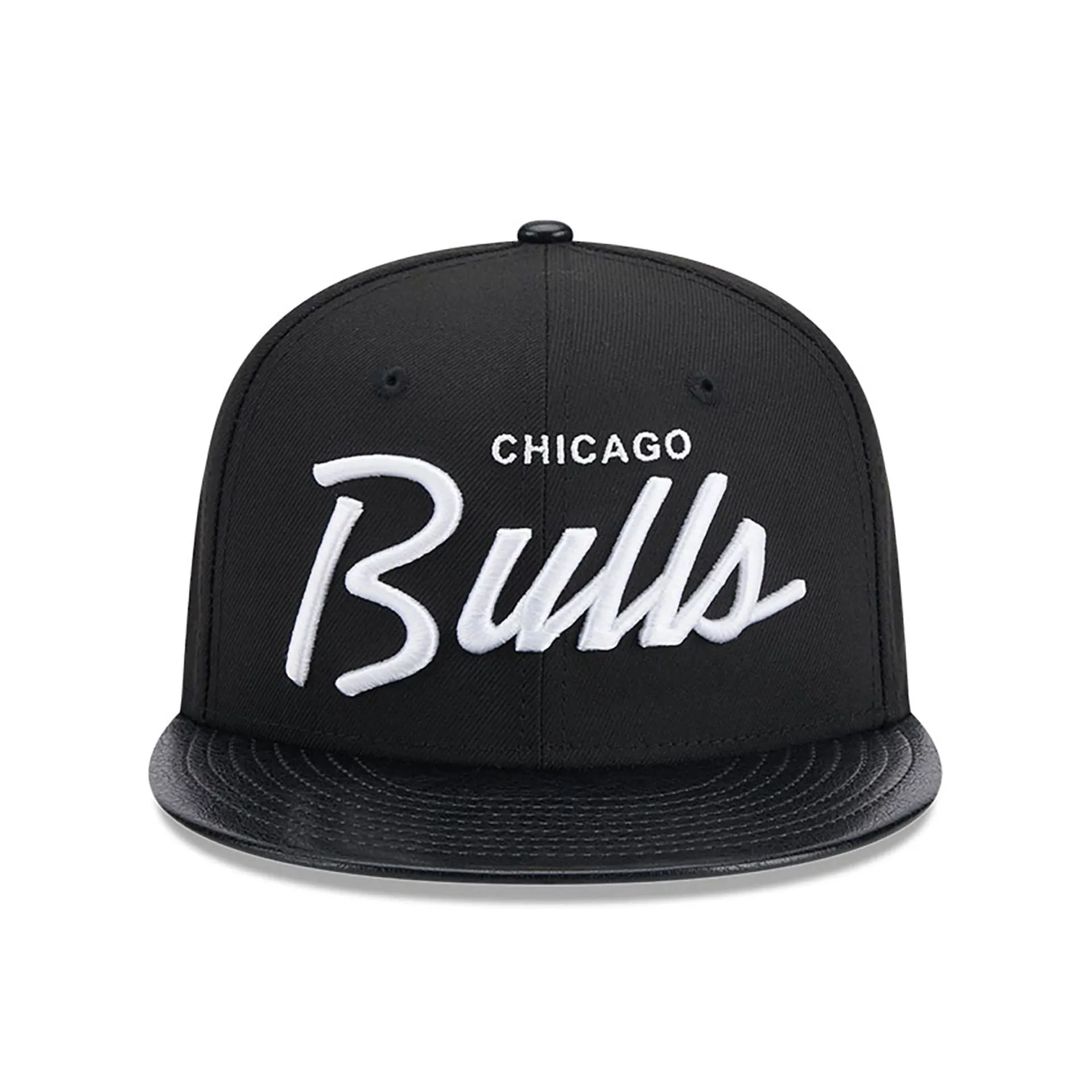 Chicago Bulls Faux Leather Visor Black 9FIFTY Snapback Cap