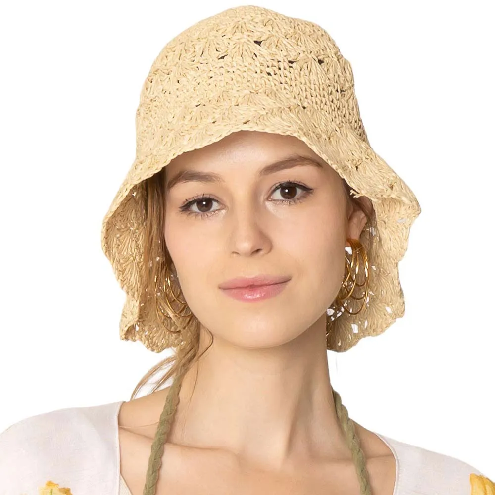 Crochet Straw Bucket Hat