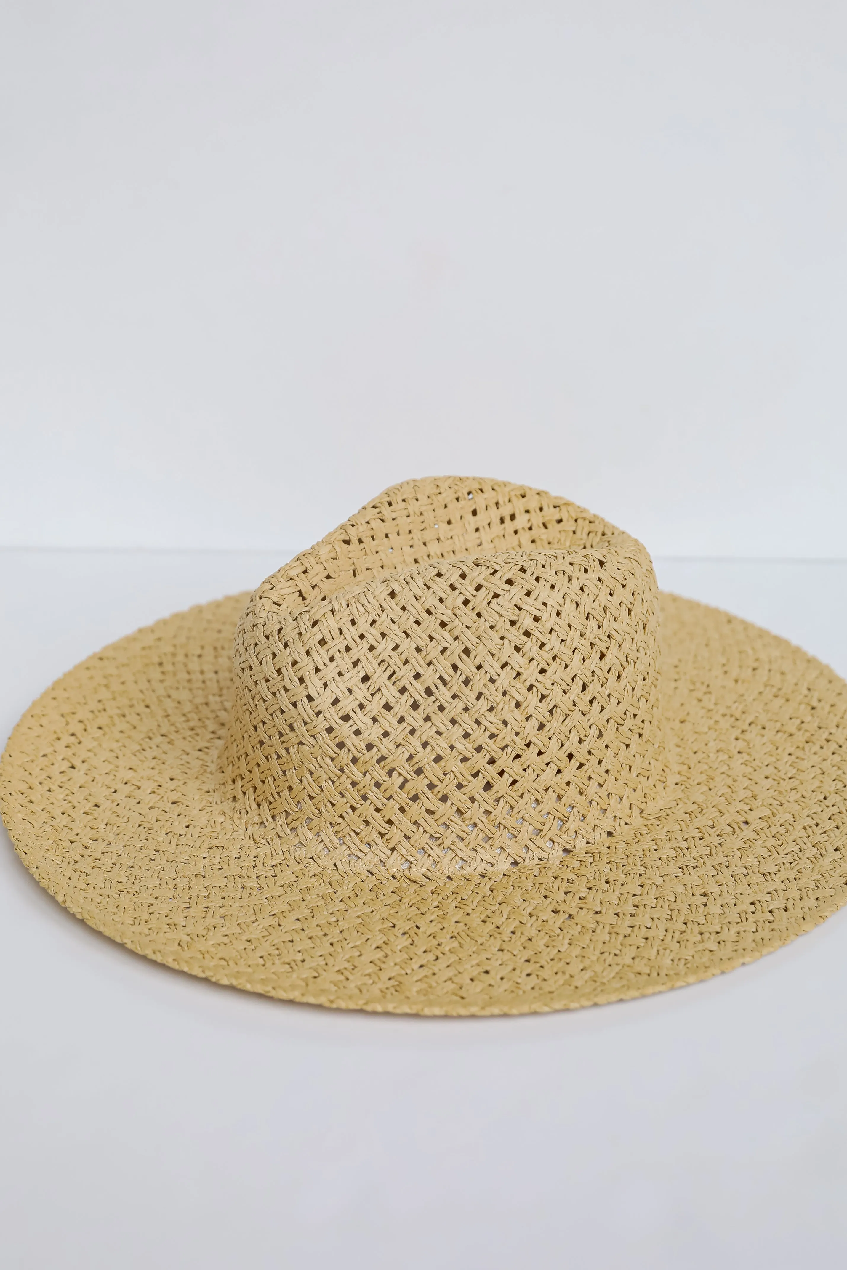 FINAL SALE - Beach Daze Natural Straw Fedora Wide Brim Hat - DU DEAL