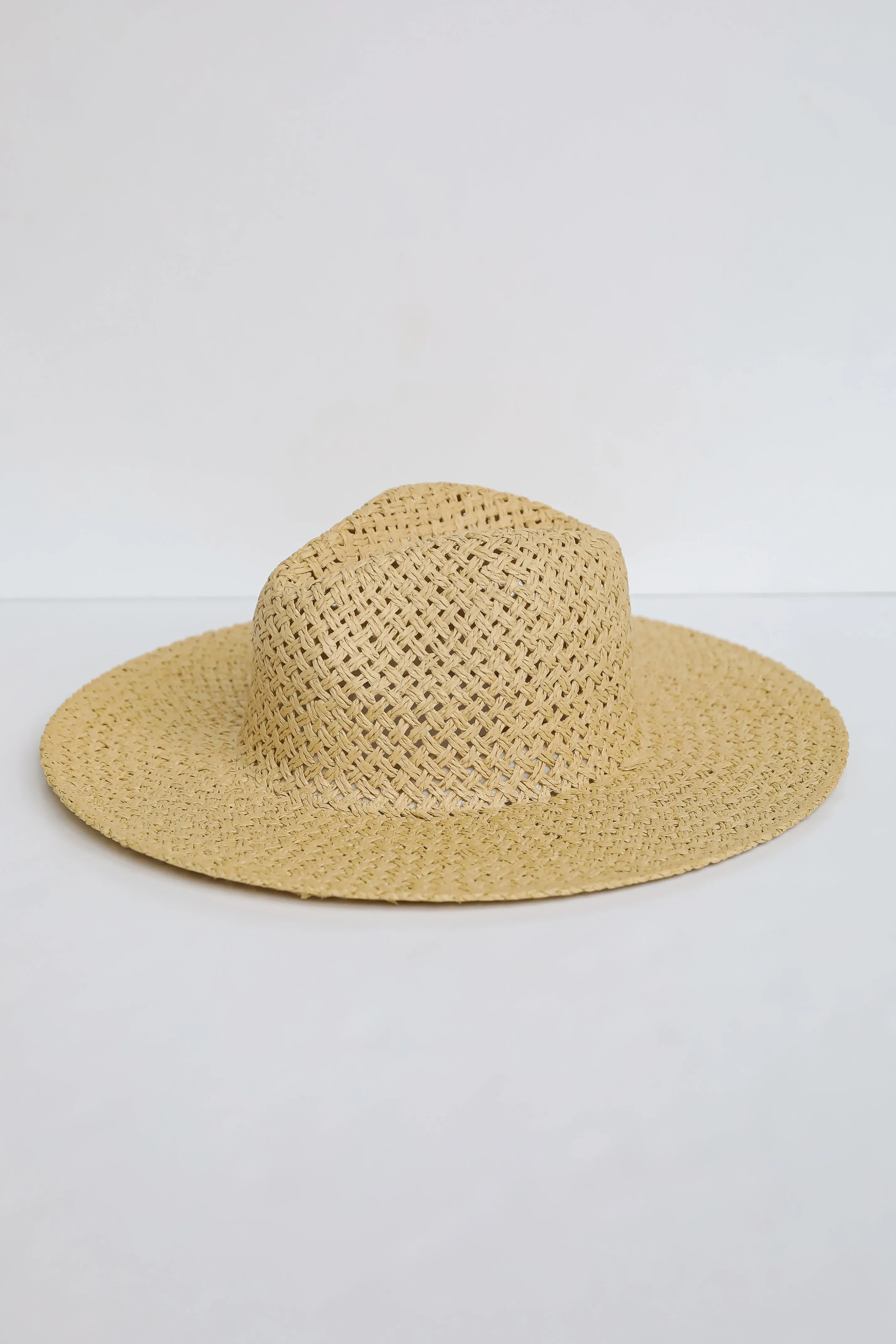 FINAL SALE - Beach Daze Natural Straw Fedora Wide Brim Hat - DU DEAL