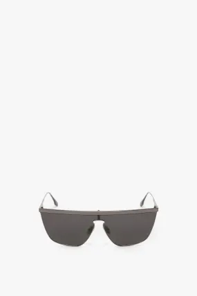 Geometric Visor Sunglasses In Dark Ruthenium-Grey