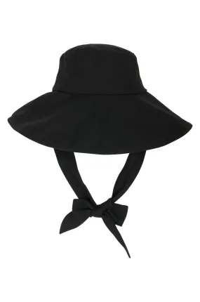 Linen Blend Sun Hat with tie detail | BLACK | 0492YY