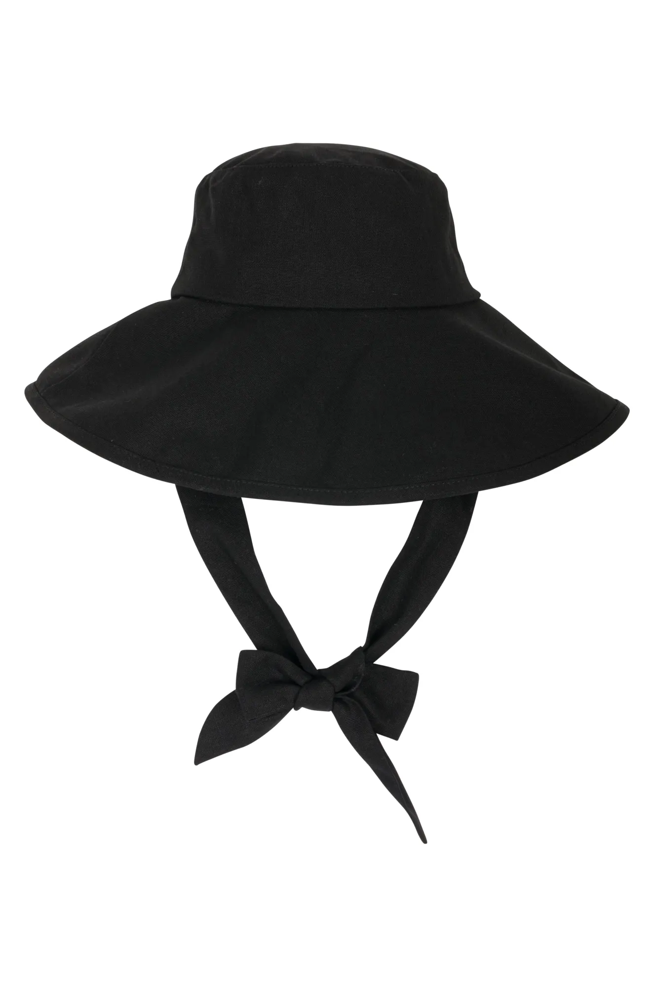 Linen Blend Sun Hat with tie detail | BLACK | 0492YY