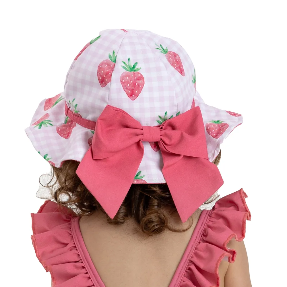 Meia Pata Girls Bow Strawberries Sun Hat