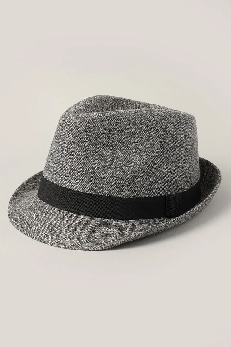 Men's Twill Herringbone Pattern Trilby Fedora