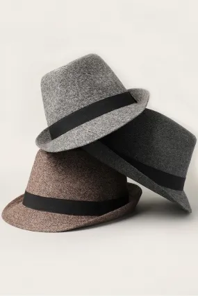 Men's Twill Herringbone Pattern Trilby Fedora