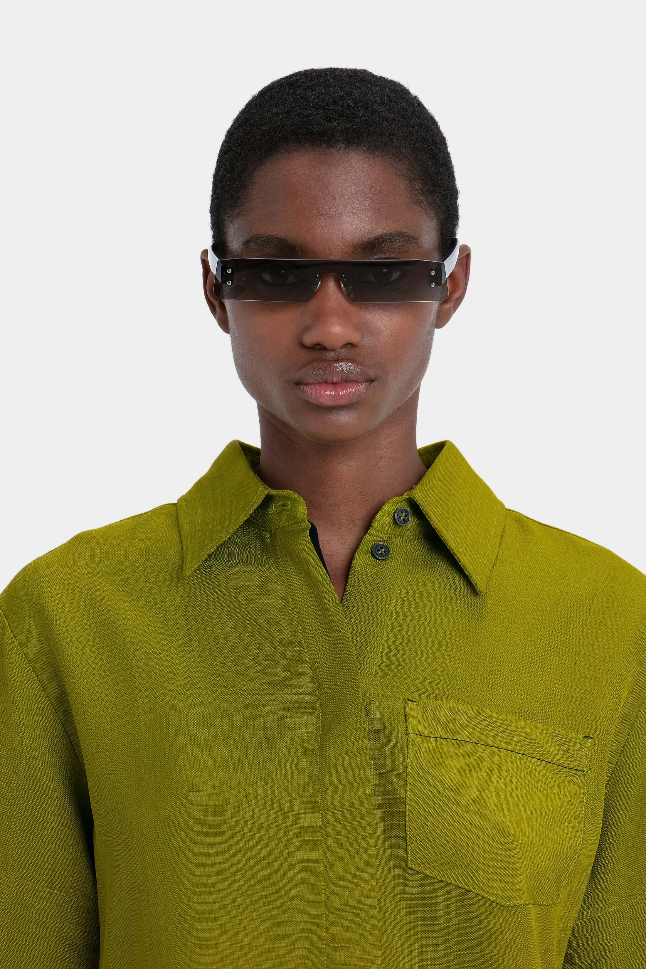 Mini Visor Sunglasses In Black-Green