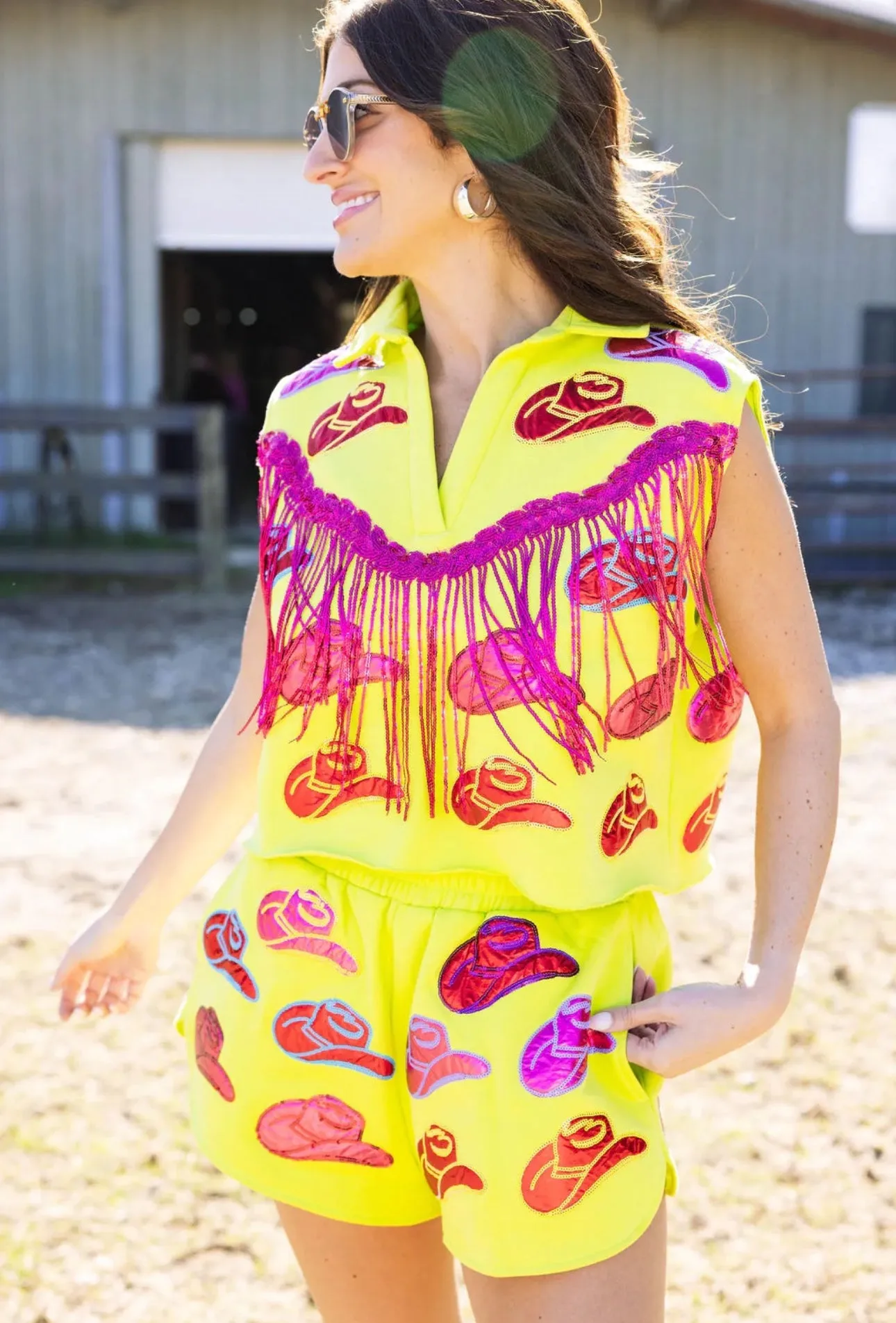 Neon Cowboy Hat Shorts