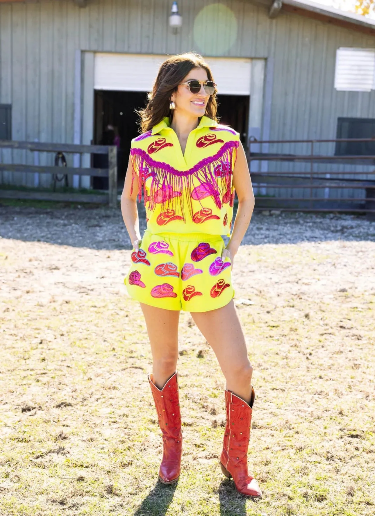 Neon Cowboy Hat Shorts