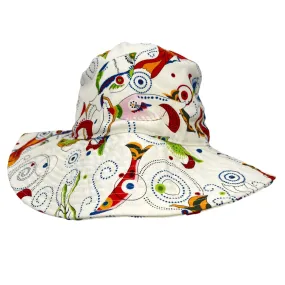 SALVATORE FERRAGAMO Abstract Fish Theme Sun Hat - White/Multi