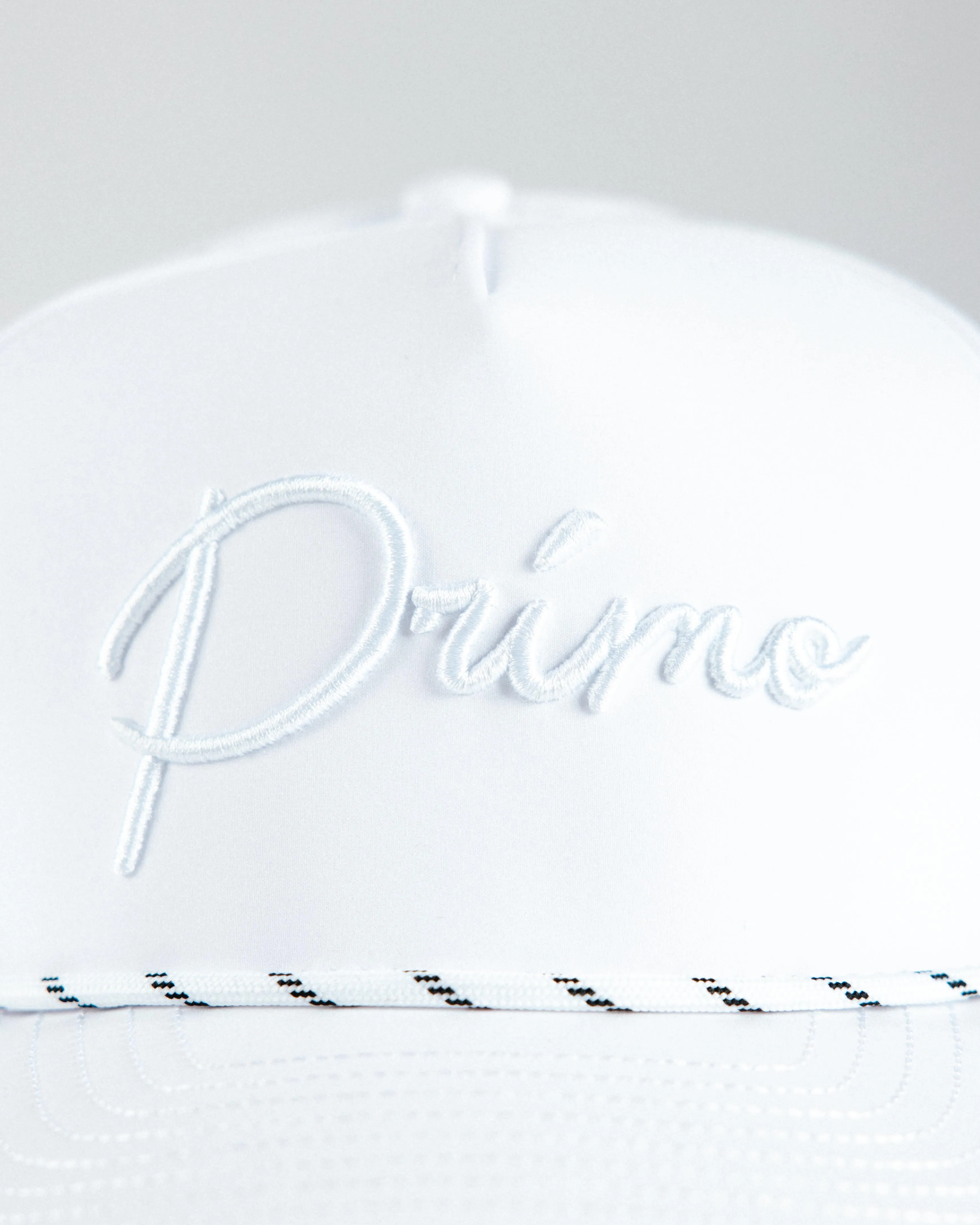 White Cursive Hat with Whiteout Design